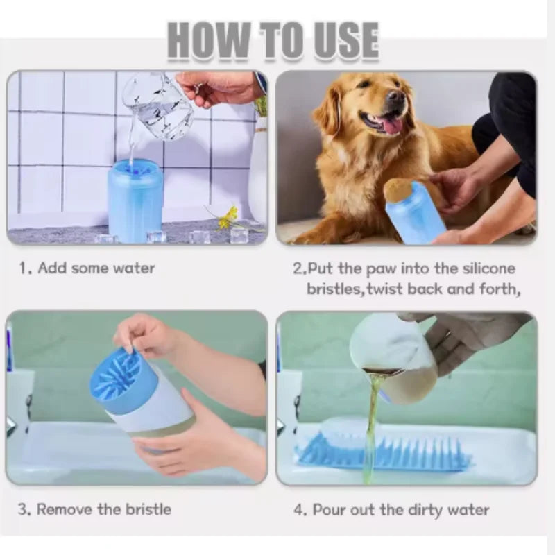 Portable Pet Paw Cleaner Cup with soft silicone bristles